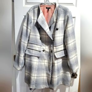 Torrid Wool blend Jacket Sz 3 Grey plaid
